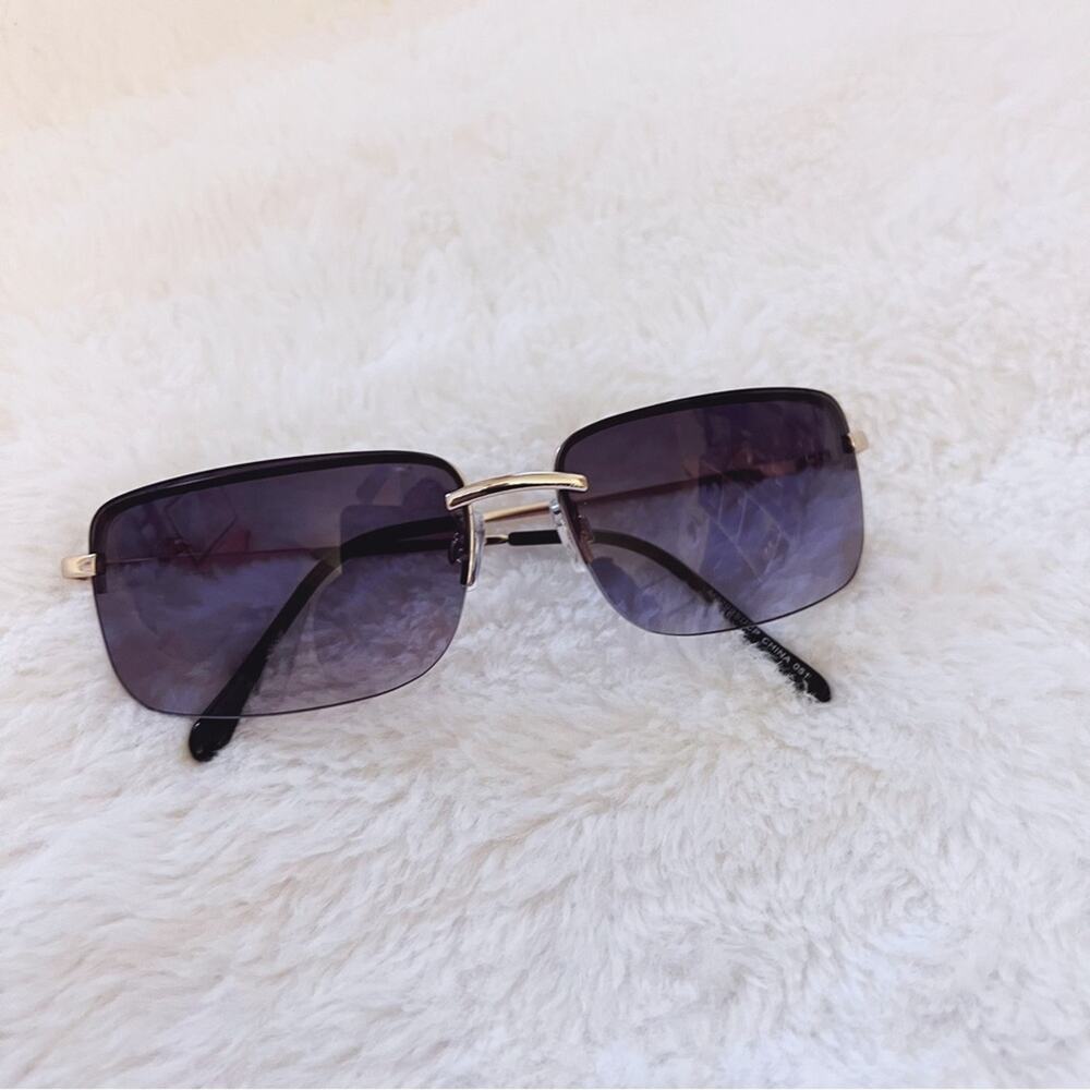 Delia Black Rimless Butterfly Accent Sunglasses - Picture 3 of 11